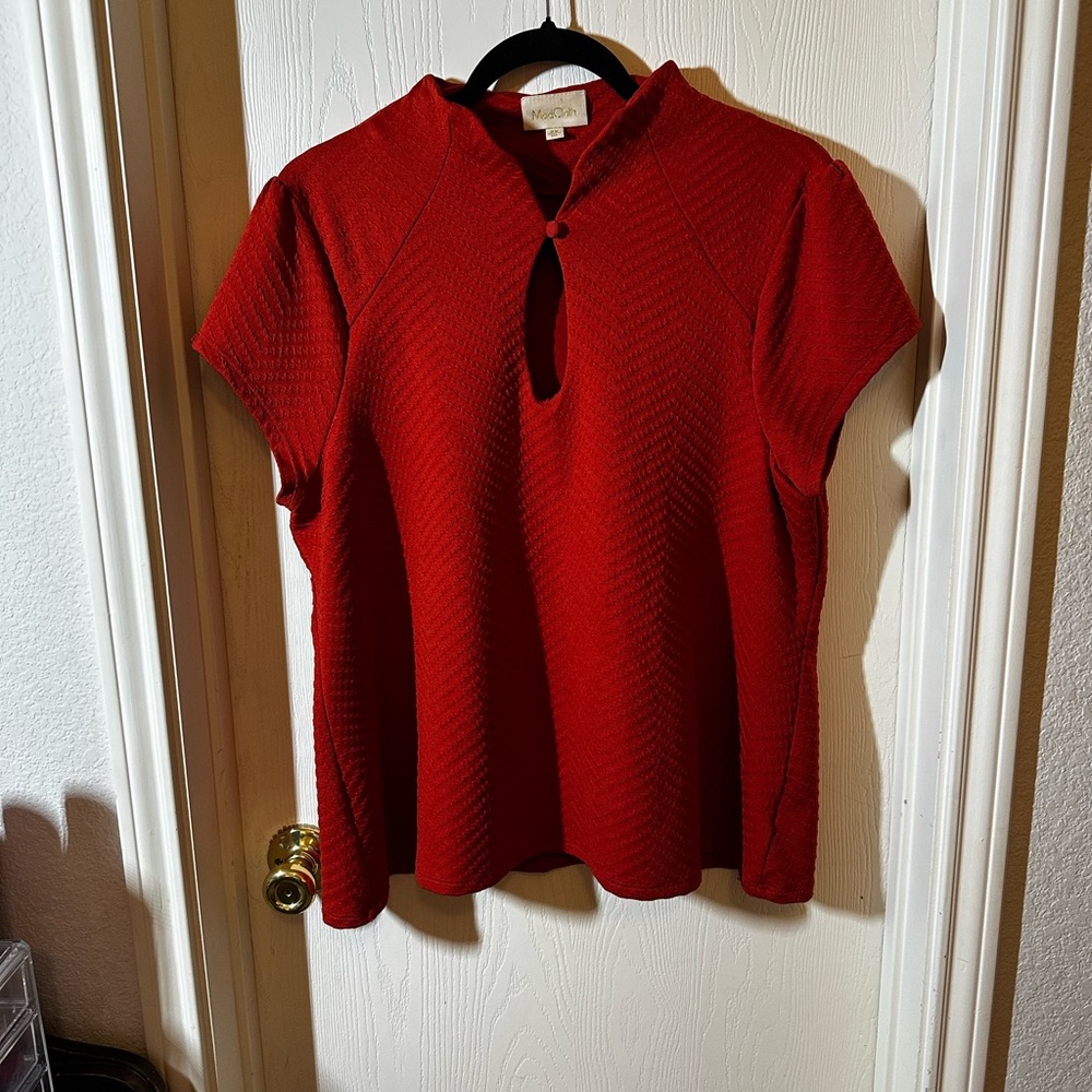 ModCloth Red-Orange Quilted Women's Top 2X